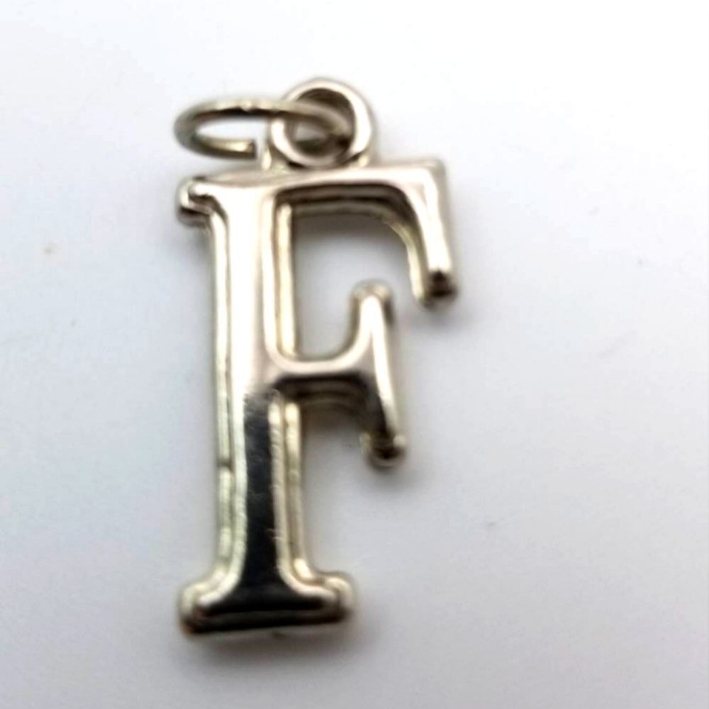 Silver initial F letter necklace pendant